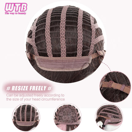 WTB Pink Highlighted Synthetic Lolita Wig for Women Long Straight with Bangs Suitable for Everyday Wear Holidays and Cosplay