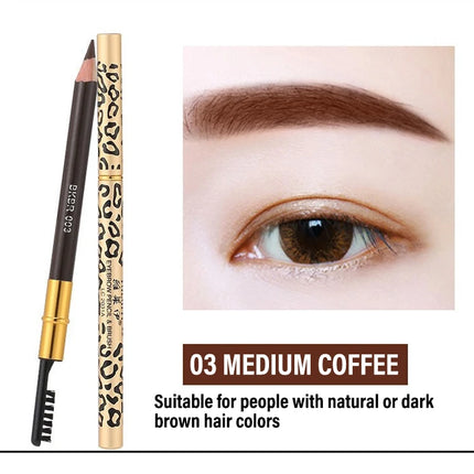 7 Colors Leopard Double Head Eyebrow Pencil Waterproof Long Lasting Brow Definer with Brush Natural Easy To Color Eye Makeup