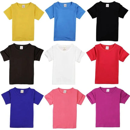 2-16 Years Boys T-shirts Cotton Short Sleeve Girls Clothes Summer Solid T-shirt Teenage Children Tees Kids Korean Top Baby Clothes