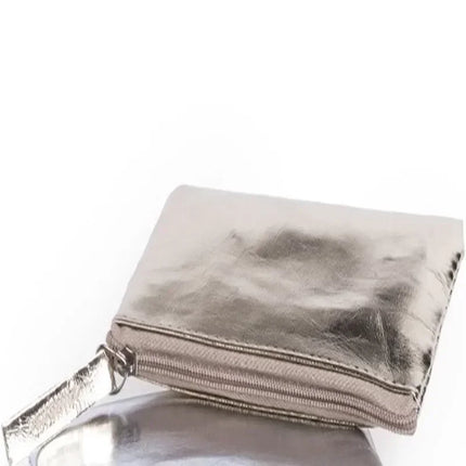 Silver Gold PU Leather Coin Purse Wallet Simple Fashion Waterproof Coin Bag Portable Card Holder Key Coin Earphone Pouch