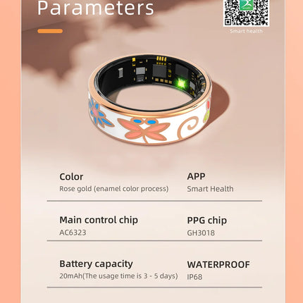 Color Enamels Craftsmanship Smart Ring for Women Sleep Monitoring Blood Oxygen Measurement Blood Pressure Multi-sports Modes