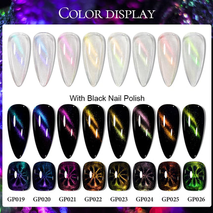 MEET ACROSS 8ml Magnetic Nail Polish Dubble Light Cat Eye Gel Nail Polish Semi-permanent Nail Polish Without Lamp Wave Polish