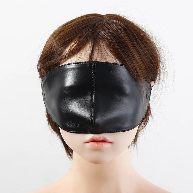 Black PU Leather Sex Eye Mask Cover Nose Large Area Sex Mask BDSM Accessoire Bdsm Bondage Restraints Sex Toys for Women Couples