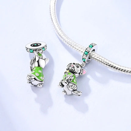 Original 925 Sterling Silver Charm Bead Balloon Poodle Cute Puppy Heart Charm Fit Bracelet Bangle Pendant Women DIY Jewelry Gift