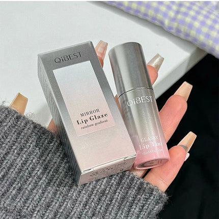 QIBEST Watery Mirror Lip Gloss Long-lasting Moisturizing Easy Wearing Water Glass Lip Glaze Hydrating Sexy Red Lip Tint Makeup