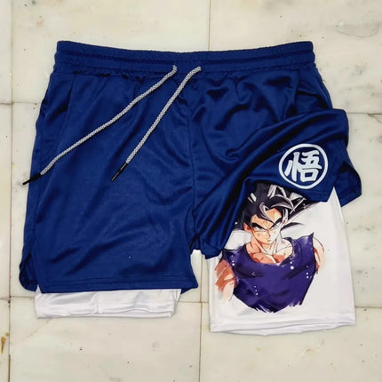 2026 Summer Anime Dragon Ball Son Goku Shorts Men Double Layer Sports Short Pants Digital Printing Sportswear Breathable Beach