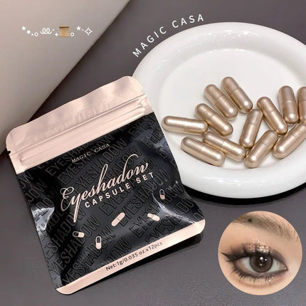 MAGIC CASA 12 Color Capsule Eyeshadow Set Highlighting and Crouching Eyeshadow Non-Smudging Eye Contour Set