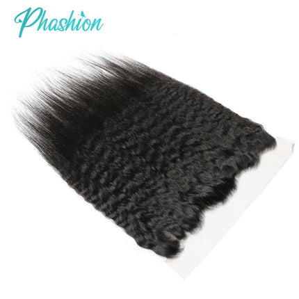 Phashion 13x4 Kinky Straight Lace Frontal Ear To Ear Pre Plucked Swiss Transparent Yaki 4x4 Closure Remy Human Hair For Women