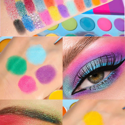35 Color Rainbow Eyeshadow Palette - Vibrant Matte Shimmer & Glitter Makeup Set for Artistic, Festival, Party Creative Eye Looks
