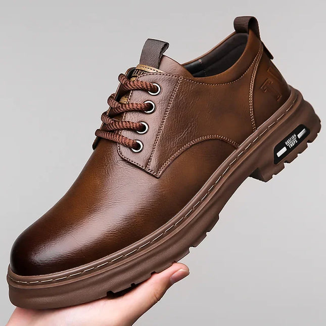 Men's Casual Leather Shoes Designer Trendy All-match Platform Shoes  Men's Business Breathable Leather Shoes shoe