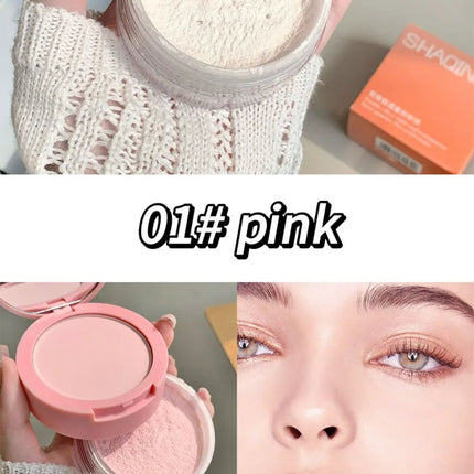 SHAQINUO Dual-Effect Translucent Powder Compact-Pencil+Loose Powder,Instant Skin Smoothing,Brightens&Controls Oil Without Caking