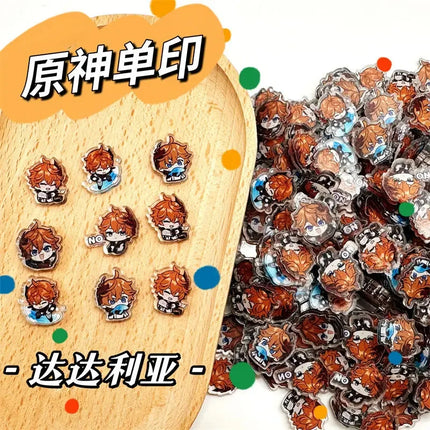 Game Impact Focalors Forina 20Pcs 2cm Patch Keychain Hair Tie Refrigerator Sticker Phone Case DIY Accessories Acrylic Sheets