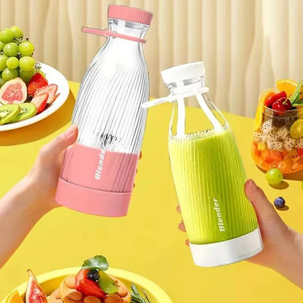 2026New 500ml Rechargeable Portable Juicer, Ice Cream Electric Juicer, Mini Glass Juice Bottle With Stainless Steel Blade