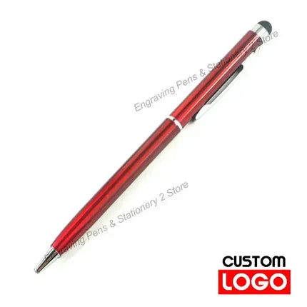 100 Pcs 13-color Metal 2-in-1 Stylus Universal Ballpoint Pen Custom Logo Text Engraving Office School Advertising Pen Wholesale