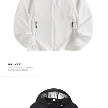 Men's Summer Thin Fishing Jacket UPF50+ UV Protection Quick Dry Hat Outdoor Clothing Breathable Tight Fit Linen Polo Shirt