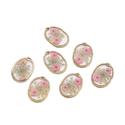 2pcs/Lots Alloy Enamel Charms Dried Flower Pendant for Handmade DIY Necklace Bracelet Earring Jewelry Making Accessories