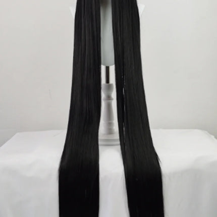 150cm wig Extra-long black and white cosplay center-parted wig anime 60 inch wig