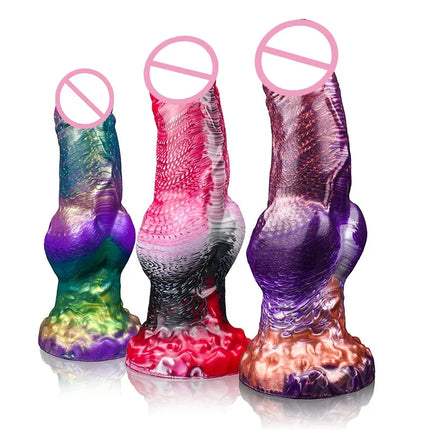 9" Realistic Silicone Wolf Dildo Big Knot Anal Dildo Giant Strong Suction Cup Anal Plug G Spot Dragon Dildo Adult Sex Toy