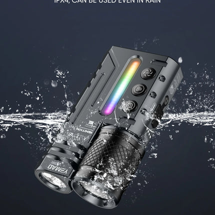 Rechargeable EDC Flashlight, 3500LM Dual-Core LED with Fixed & Zoomable Beams, RGB Ambient Light, Magnetic Base, USB-C Charging