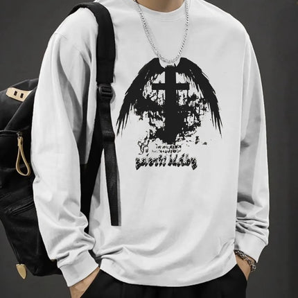 T-shirt for Men Summer Cross of Thorns Suitcase Men's T-shirts Long-sleeved Dark Hip-hop Men's oversize t-shirt Y2k T Shirt Tops