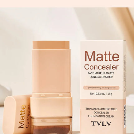 15g 2-in-1 foundation eraser double-ended concealer stick with brush head waterproof, natural makeup, long-lasting cream texture