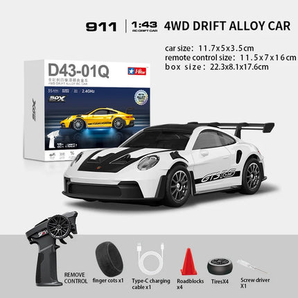 Macro Star D43 Full Proportion Remote Control Drift Car 1:43 Scale Alloy Gyro Four-Wheel Drive Flat Run Luminous Toy Model