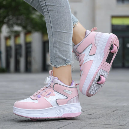 2Wheels Roller Skate Children Shoes Sneakers For Kids Boys Girls Sports Running Outdoor Adult Casual Women Tennis Size 31-42