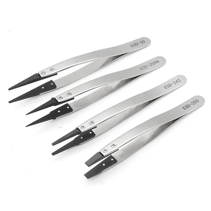 1 Piece Anti-Static ESD Tweezers Replaceable Tweezers Tips Stainless Steel Body Carbon Fiber Conductive Plastic Tweezers