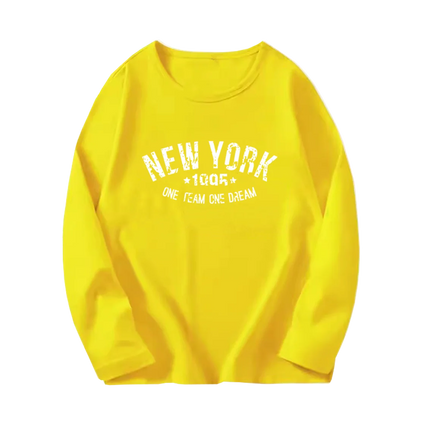 Fashion Paris Eiffel Tower Print T-Shirt Girls Long Sleeve Letter T-shirt Kids Cotton Clothing