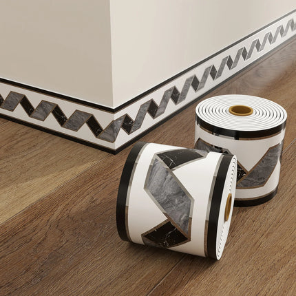 1Roll 10cmx5m Rolled Self-Stick Baseboard Trim-Anti-Collision Wall Waistband Sticker for Living Room Bedroom Home Decor ﻿