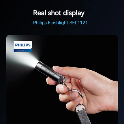 PHILIPS NEW SFL1121 EDC Flashlight LED Rechargeable Mini EDC Keychain Flashlights Camping Lamp For Hiking Self Defense