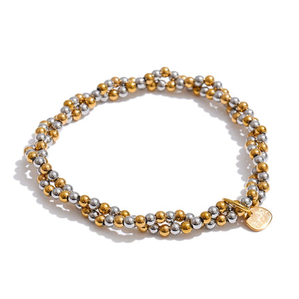 Yhpup Handmade Beads Jewelry Stainless Steel Elasticity Bracelet Bangle Ring Waterproof Fashion Summer Popular Jewelry Wholesale