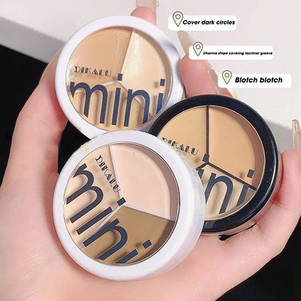 3 Colors Concealer Cream Full Coverage Acne Spot Dark Circles Contour Concealer Palette with Brush Moisturizing Cosmetics Makeup