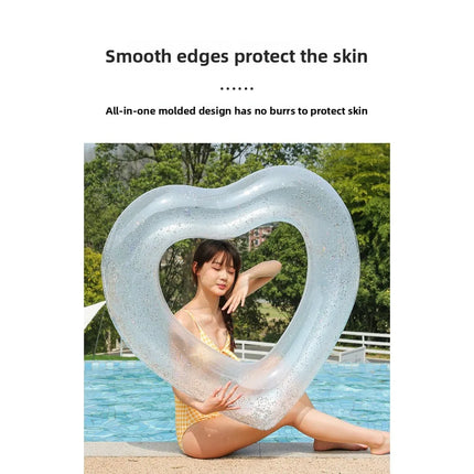 Inflatable Swimming Ring Love Swimming Ring Sequined Swimming Ring Pvc Heart-shaped Floating Ring Floating Row 120cm Water