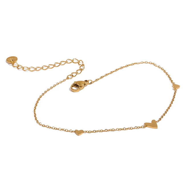 Yhpup Rust Proof Stainless Steel Heart Chain Anklet Gold Silver Color 18K PVD Plated Summer Fashion Jewelry for Women