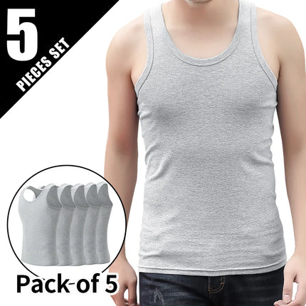 9/5/3 Pack Men's Four Seasons Pure Color Simple Joker Fashion Vest Loose Sports Running Fitness Mountaineering Top Teenager T