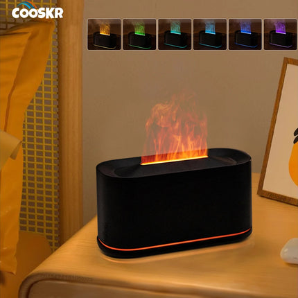 Air Aroma Humidifier USB Desktop Flame Humidifier for Home Mini Air Humidifier Fragrance Essential Oil Diffuser with Night Light