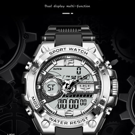 LIGE Men Military Watch Digital 50m Waterproof Wristwatch LED Quartz Clock Sport Watch Male Big Watches Men Relogios Masculino