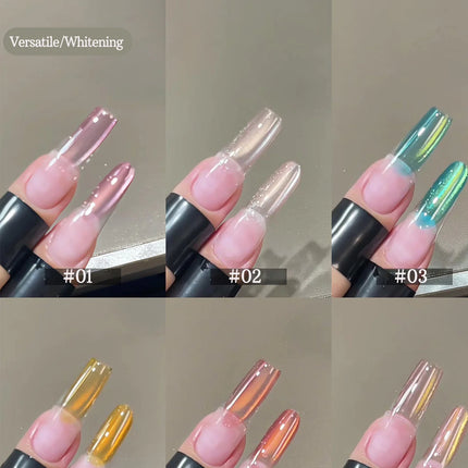 1-12pcs ZH Spring/Summer Ice Transparent Sweet Wine Glass Beads Cat Eye Nail Polish Gel New Flashy Popular Pink Nail Supplies