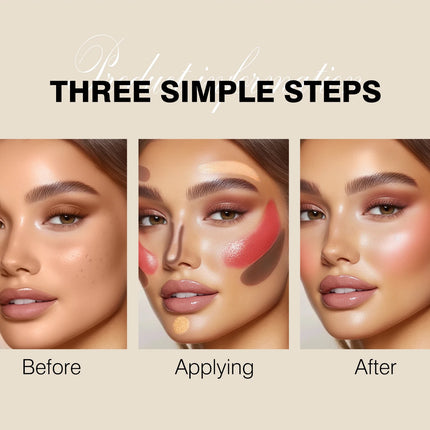 4pcs Blush & Highlighter Contour Stick with Brush - Waterproof, Long-Lasting, Multi-Function Makeup for Blush, Dark Circles.