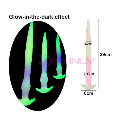 Glow In The Dark Anal Plug Long Butt Plug Tail Adult Sex Toys For Women Men Prostate Massage Anal Dilation Soft Silicone Butplug