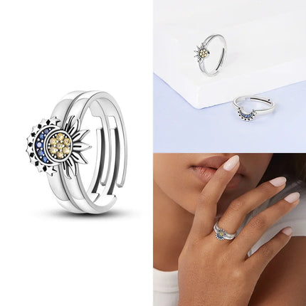Original Romantic Heart-shaped White Zircon Shell Bowknot Rings 925 Sterling Silver  Women Jewelry Valentine's Day Birthday Gift