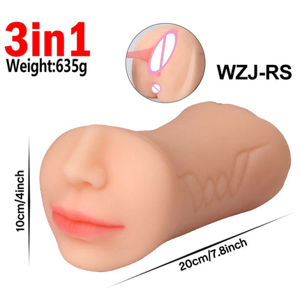 Realistic Vagina Pussy Pocket Male Masturbation Cup Sex Toys 3 In 1 Oral Deep Throat Anus Sexual Pleasure Sexy Toy For Men