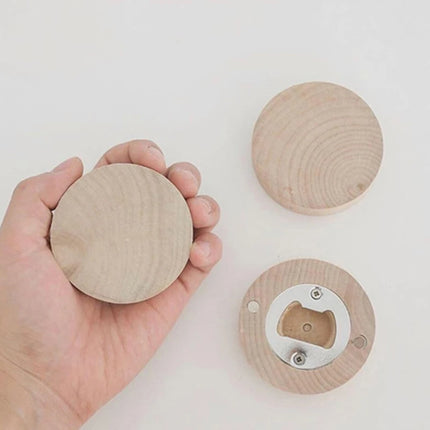 40Pcs Wooden Round Simple Fridge Sticker Bottle Opener Refrigerator Magnet Bottle Openers Universal Kitchen Accessories