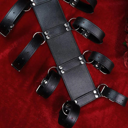 BDSM Full Body Pu Leather Restraint Straps Hand Behind Back Bondage Bondage Black Belt Arm Body Binder Glove Sleeves Sex Bandage