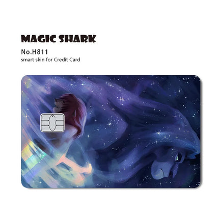 Magic Shark Mickey Minnie Stitch Donald Duck Bear Princess Holographic Film Shinny Laser Skin Sticker for Debit Credit Card