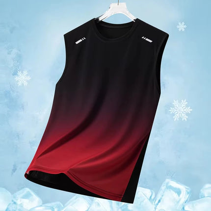 Simple Gradient Graphic Gym Tank Tops For Men Summer Fashion Fitness Sports 3D Printed Vest Loose Quick Dry Outdoor Tees Tops