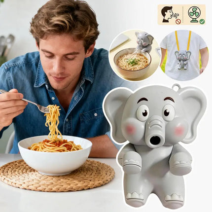 Cute Dinosaur Elephant Shaped USB Mini Fan Adjustable Speed Strong Airflow Hanging Cooling Fan With Food Clip Tableware Holder