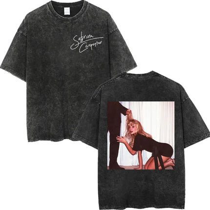 Retro Washed Sabrina Carpenter Merch T-shirt Y2k Fashion Aesthetic Short Sleeved Summer Men's Women's Casual Oversized T-shirt