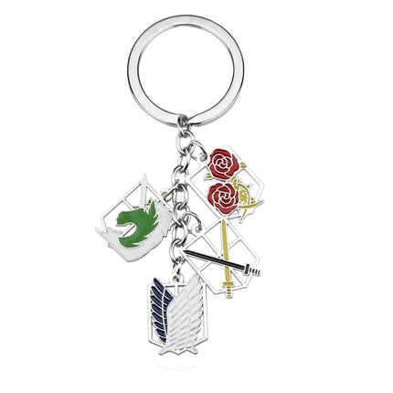 Anime Attack On Titan Keychain Shingeki no Kyojin Scouting Legion Emblem Pendant Key Chain for Women Men Cosplay Jewelry Gift